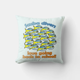 Scuba Divers Love Going Back to School Throw Pillow