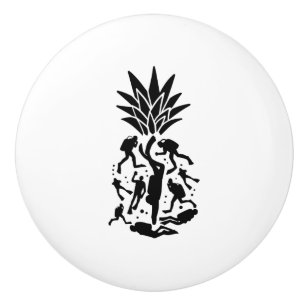 Scuba Divers Pineapple Ceramic Knob