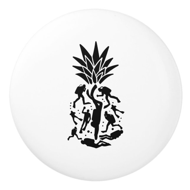 Scuba Divers Pineapple Ceramic Knob (Front)