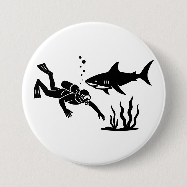Scuba diving 3 inch round button (Front)