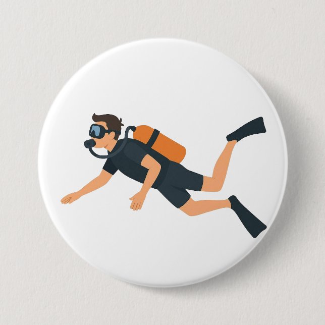 Scuba diving 3 inch round button (Front)