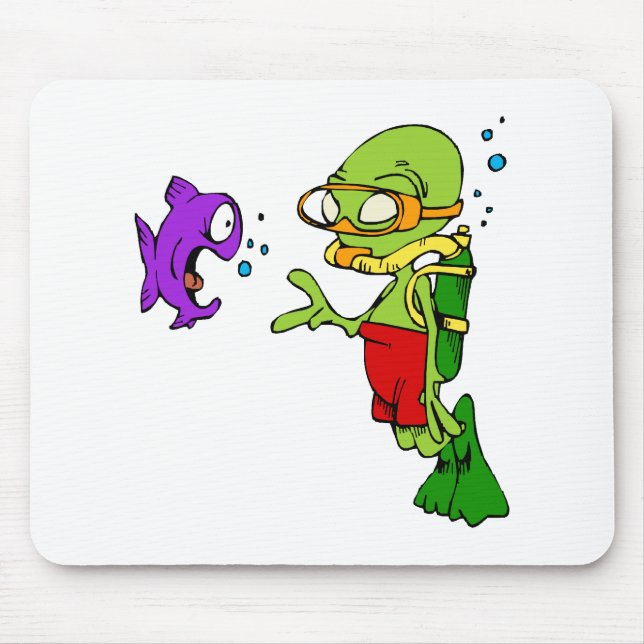 Scuba Diving Alien Mouse Pad (Front)
