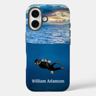 Scuba Diving at Sunset personalize iPhone 16 Case
