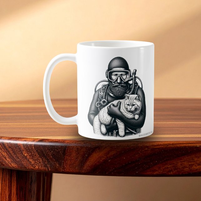 Scuba Diving Cat Dad Coffee Mug (Scuba Diving Cat Dad)