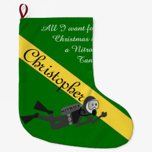 SCUBA DIVING, CHRISTMAS STOCKINGS, NITROX TANK LARGE CHRISTMAS STOCKING