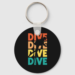 Scuba Diving Dive Dive Dive Dive Vintage Retro Keychain