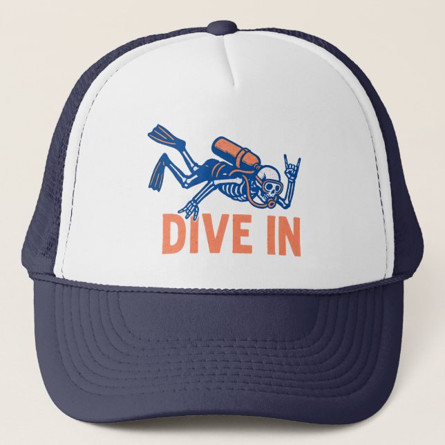 Scuba Diving Dive In  Trucker Hat (Front)