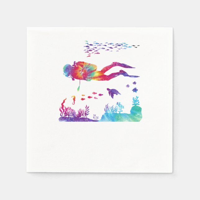 Scuba Diving Diver Tie Dye Napkin (Front)