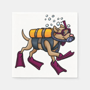 Scuba Diving Dog Paper Napkins