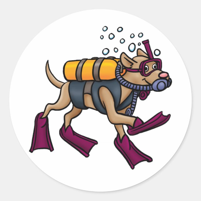 Scuba Diving Dog Stickers (Front)