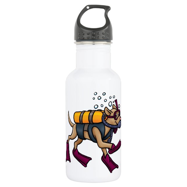 Scuba Diving Dog Water Bottle (Front)