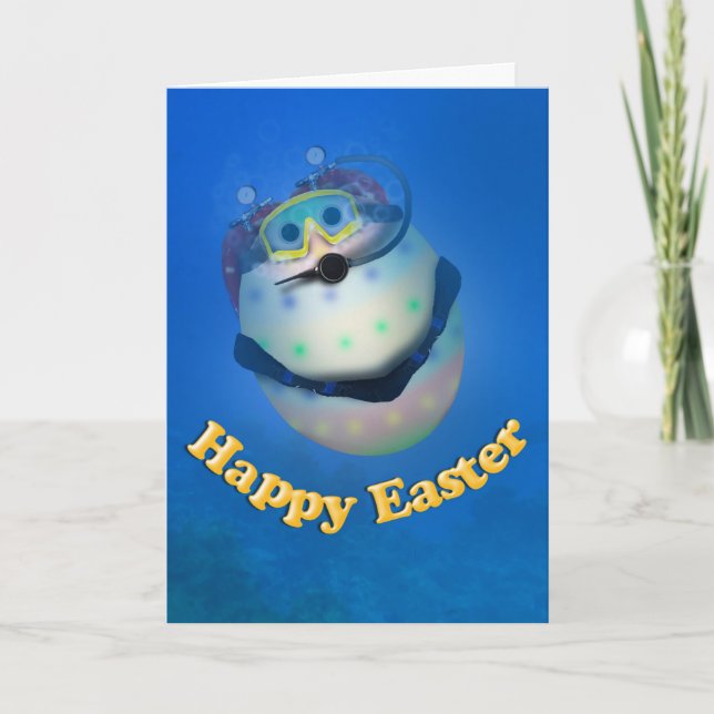 Scuba Diving Easter Egg Downunder Holiday Card (Front)