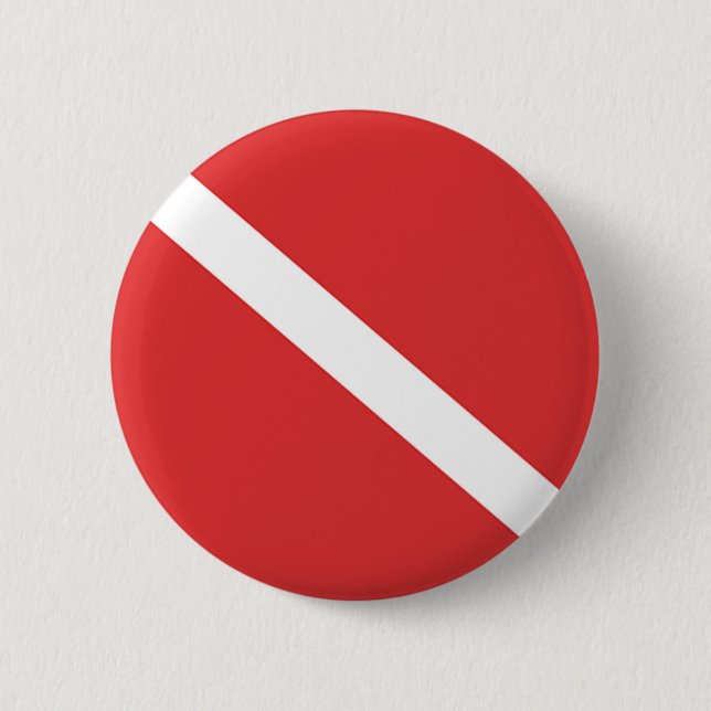 Scuba Diving Flag - Divers Emblem Red White 2 Inch Round Button (Front)