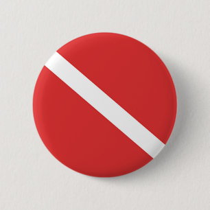 Scuba Diving Flag - Divers Emblem Red White 2 Inch Round Button