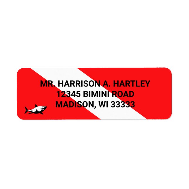 Scuba Diving Flag Return Address Label (Front)