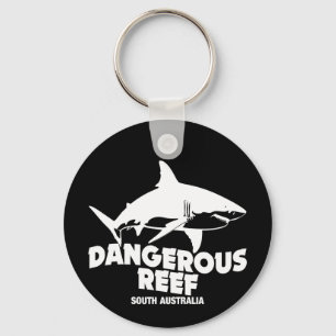 Scuba Diving Great White Sharks - Dangerous Reef Keychain