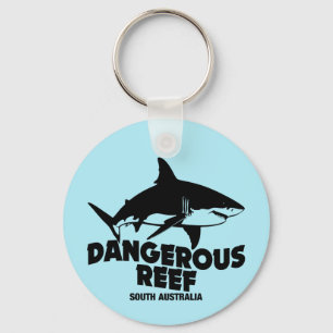 Scuba Diving Great White Sharks - Dangerous Reef Keychain
