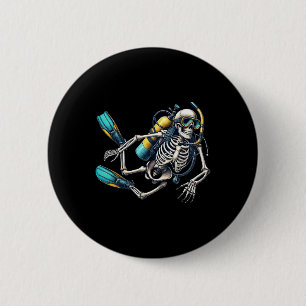 Scuba Diving Halloween Skeleton Scuba Diver 2 Inch Round Button
