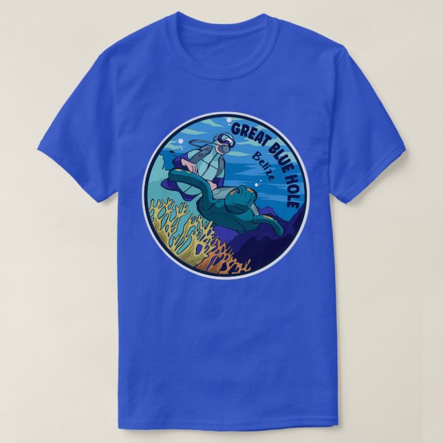 Scuba Diving In Great Blue Hole Belize T-Shirt (Design Front)