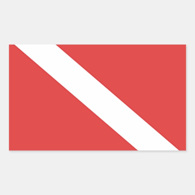 Scuba Diving Logo- Diver's Red White Flag Sticker (Front)