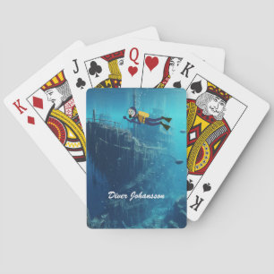 Scuba Diving on Ancient Shipwreck personalize Playing Cards
