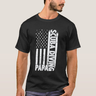 SCUBA DIVING PAPA Sports Dad Player Coach USA Flag T-Shirt