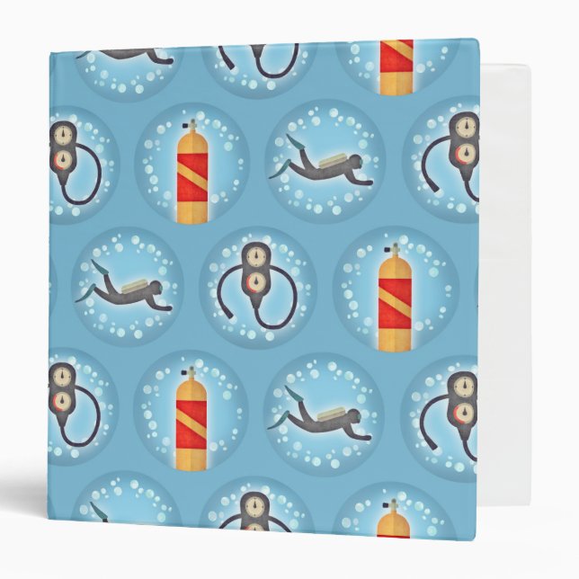 Scuba Diving Pattern - Cute Scuba Theme Binder (Front/Inside)