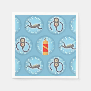 Scuba Diving Pattern - Cute Scuba Theme Napkin