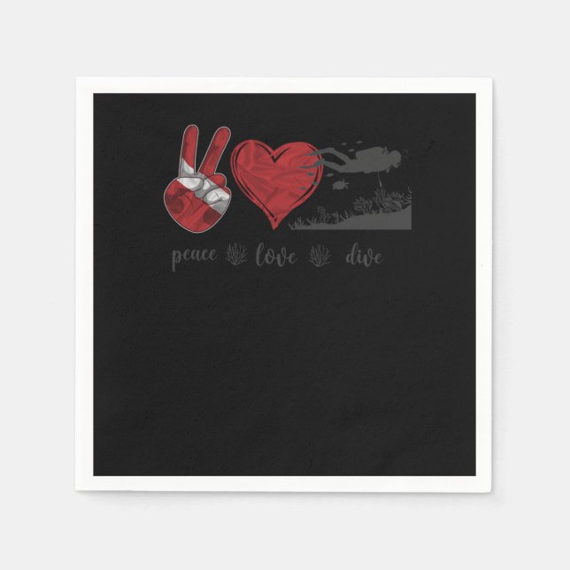 Scuba Diving Peace Love Diving Napkin (Front)