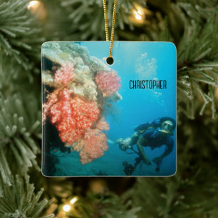 Scuba Diving Personalized Ceramic Ornament