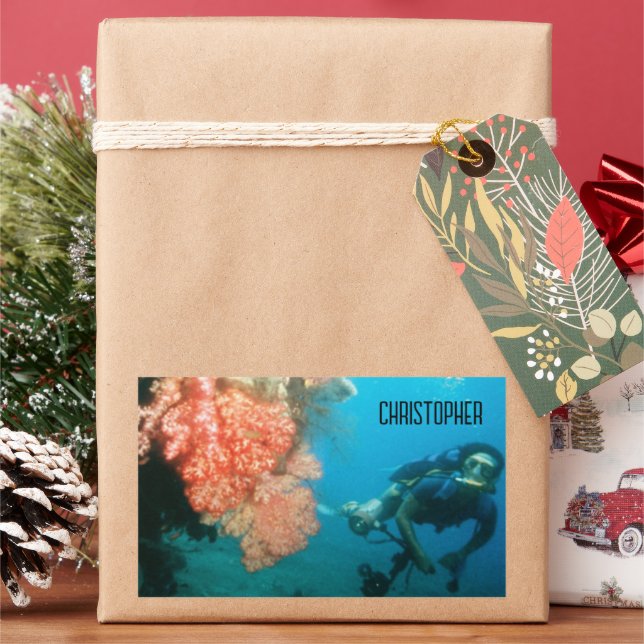 Scuba Diving Personalized Sticker (Holiday)