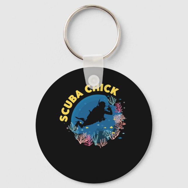 Scuba Diving Scuba Chick Keychain (Front)