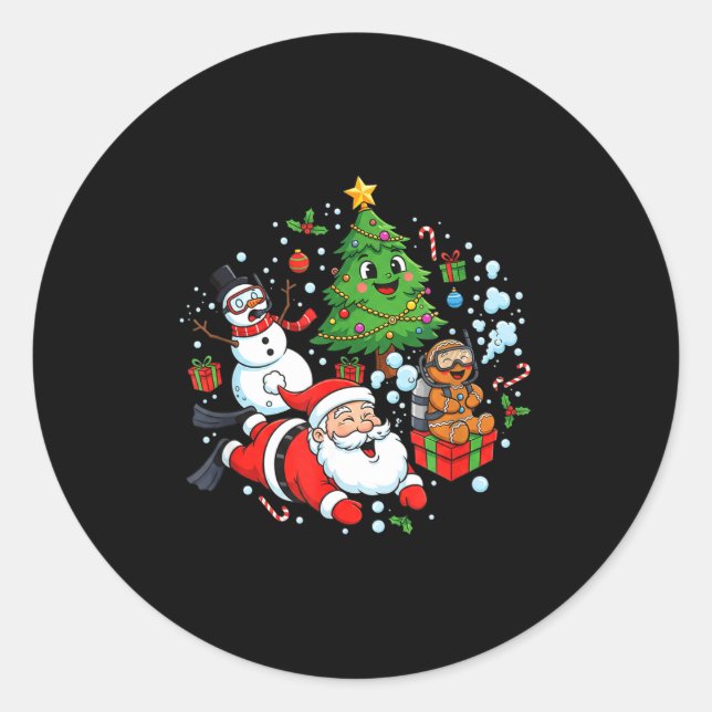 Scuba Diving Scuba Dive Diver Santa Snowman Christ Classic Round Sticker (Front)