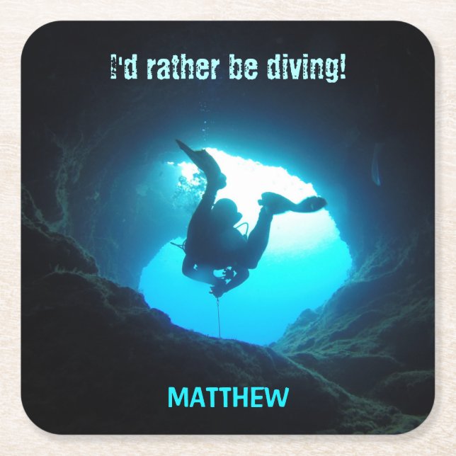 Scuba Diving Square Paper Coaster (Front)