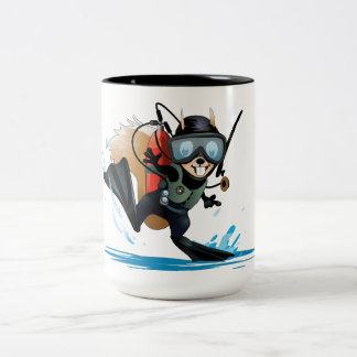 scuba diving squirrel two tone mug
