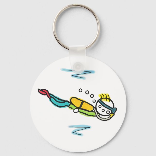 Scuba Diving Stickman Keychain (Front)