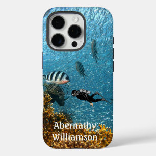 Scuba Diving underwater scene Diver personalize iPhone 16 Pro Case