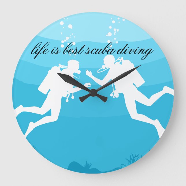 Scuba Diving Underwater Theme Large Clock (Front)