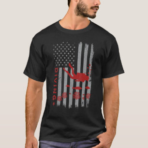 Scuba Diving Usa American Flag Diver Dive Men Wome T-Shirt