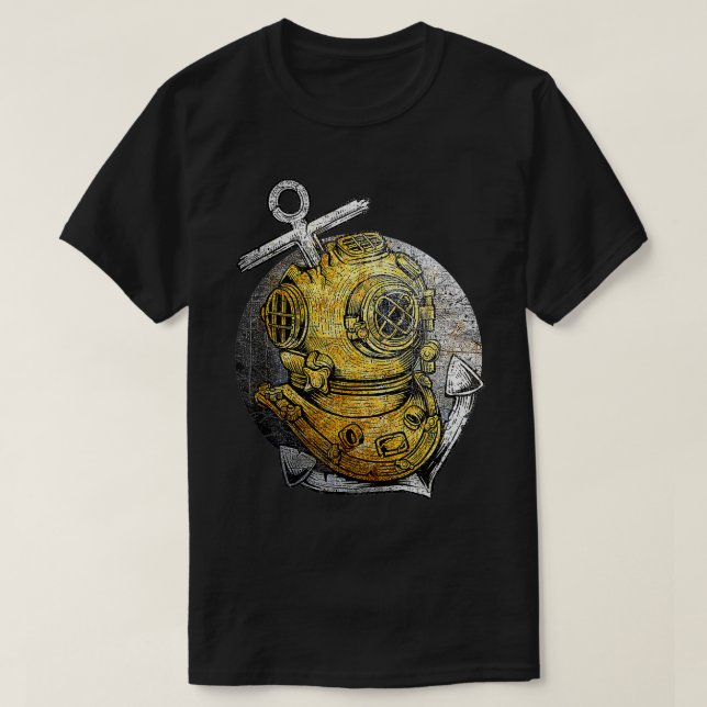 Scuba Diving Vintage Helmet Diver  T-Shirt (Design Front)