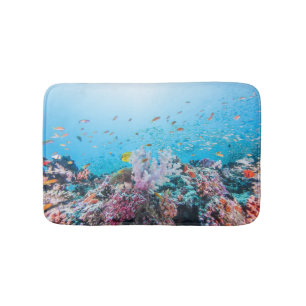 Scuba Diving With Colourful Reef And Coral Bath Mat