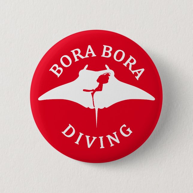 Scuba Diving With Manta Rays At Bora Bora 2 Inch Round Button (Front)