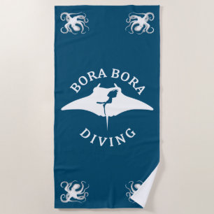 Scuba Diving With Manta Rays At Bora Bora Beach Towel