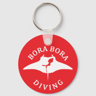 Scuba Diving With Manta Rays At Bora Bora Keychain
