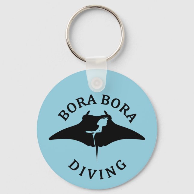 Scuba Diving With Manta Rays At Bora Bora Keychain (Front)