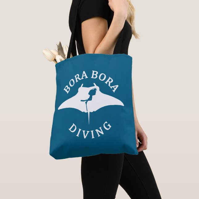 Scuba Diving With Manta Rays At Bora Bora Tote Bag (Close Up)
