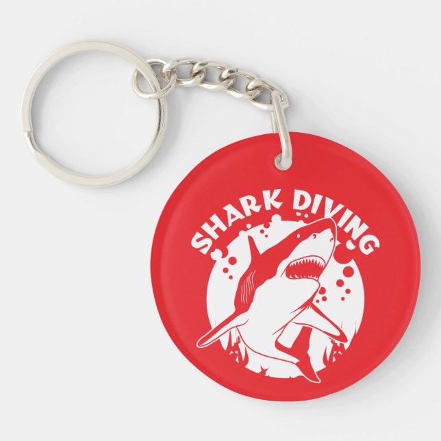 Scuba Diving With Sharks Keychain (Front)