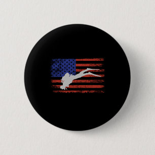 Scuba Diving With Usa Flag-Usa-Flag-Flags-Vintage 2 Inch Round Button