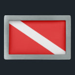 Scuba Flag Belt Buckle<br><div class="desc">scuba diver diving "scuba diver" "scuba diving" flag "dive flag" "diver down" "scuba flag"</div>