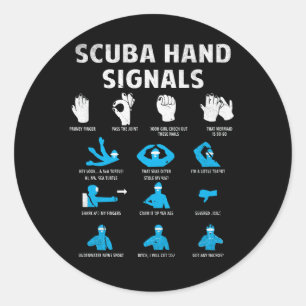 Scuba Hand Signals Language Diving Signs Dive Dive Classic Round Sticker